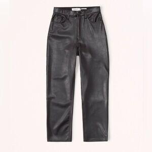 Abercrombie & Fitch - Vegan Leather Ankle Straight Pants Black - Size 26S